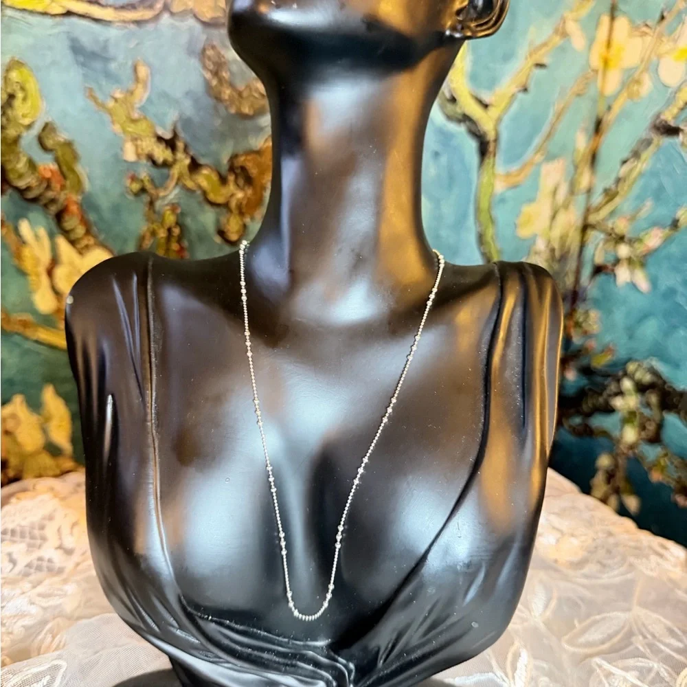 Chic Sterling 925 Silver Beaded 16” Necklace - Picture 3 of 8